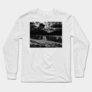 Moon Over Montana - Black and White Long Sleeve T-Shirt
